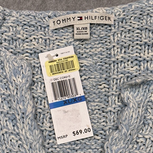 NEW‎ Vintage Y2K Tommy Hilfiger Cable Knit Sweater Womens XL Chunky Blue Heather - Picture 2 of 8